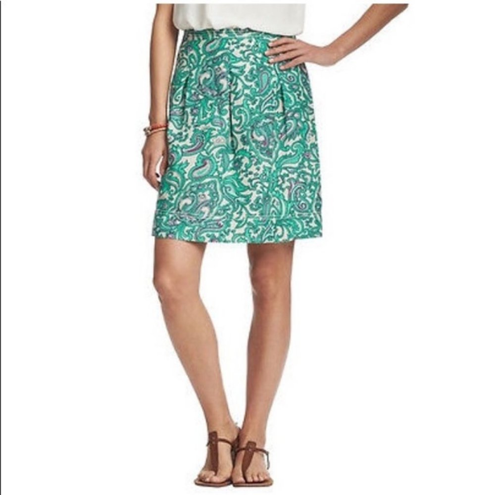 🎈Loft Turquoise Paisley Skirt, Size 4